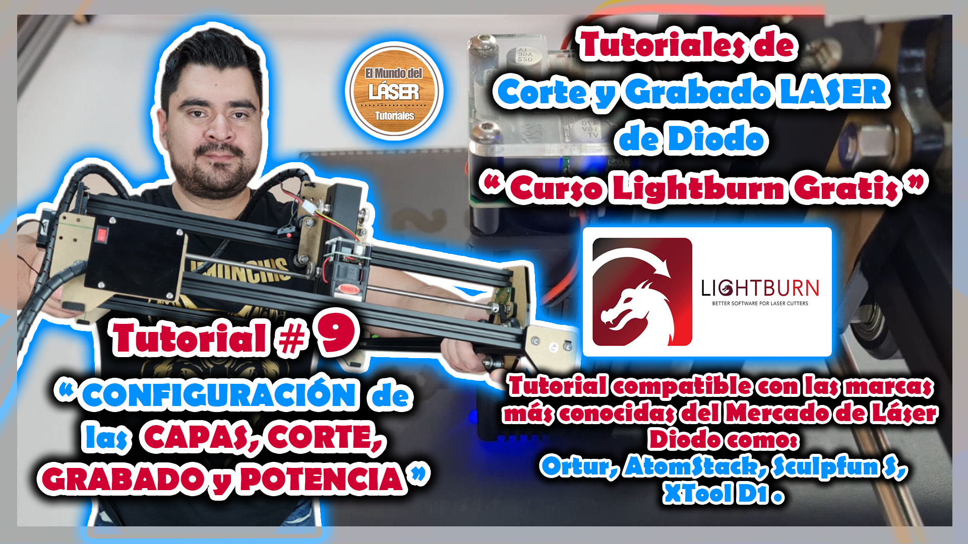 configuraciones de capas corte grabado y potencia en lightburn