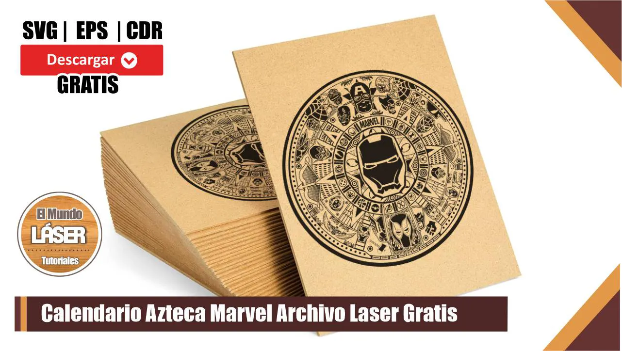 Calendario Azteca Marvel Archivo para Láser Gratis