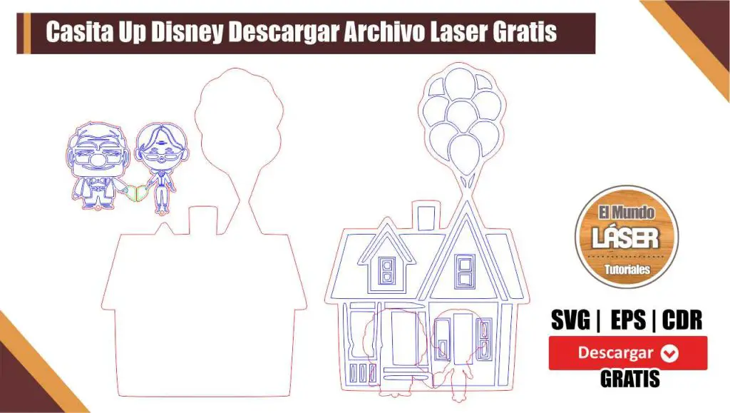 Portallaves Casita Up Disney - Vectores Láser Gratis